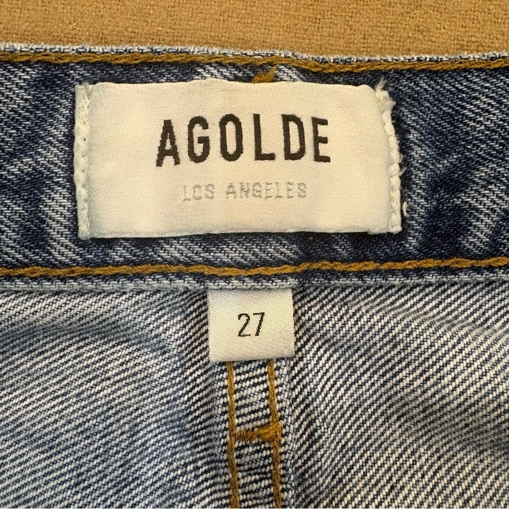 AGOLDE 90s Mid Rise Straight Leg Distressed Jeans Light Wash Size 27 - Picture 8 of 14